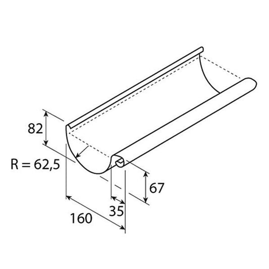 Ronde zinken dakgoot M30 - ZinkenRegenpijpen.nl