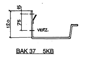 maattekening van dakgoot beugels, muurbeugels voor bakgoten B37