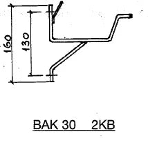 maattekening van dakgoot beugels, renovatiebeugels voor bakgoten B30