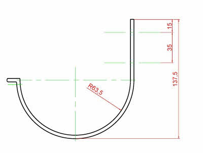 maattekening voor dakgoot, mastgoten M280