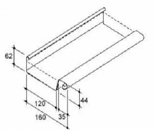 Technische maattekening van zinken bakgoot B30 – maatvoering en afmetingen
