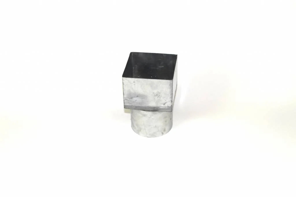 zinken verloopstuk voor een ronde en vierkante buis - ZinkenRegenpijpen.nl