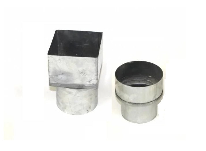 zinken verloopstuk voor een ronde en vierkante buis - ZinkenRegenpijpen.nl